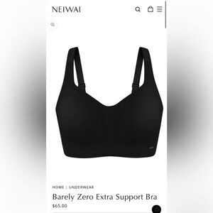 Neiwai Barely Zero Extra Support Wireless Bra Black Size 36C